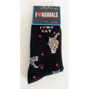 I Love My Cat Lady Socks Novelty In Little Fur Coats Papel I Heart Animals Black